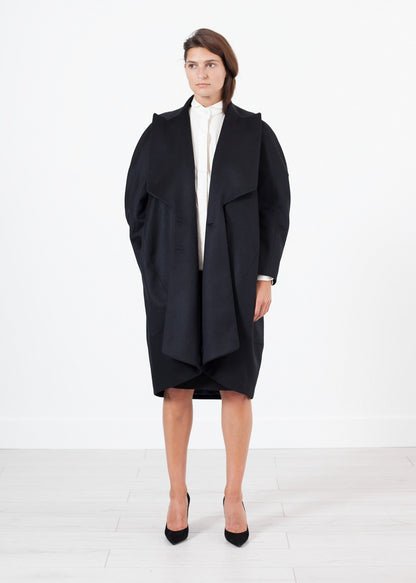 Shahmeena Cocoon Coat in Black Gianfranco Scotti