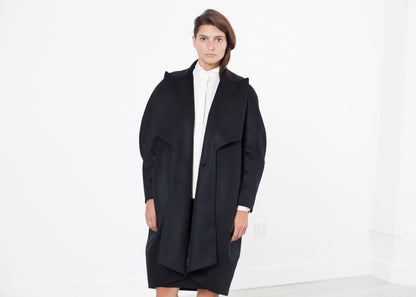Shahmeena Cocoon Coat in Black Gianfranco Scotti
