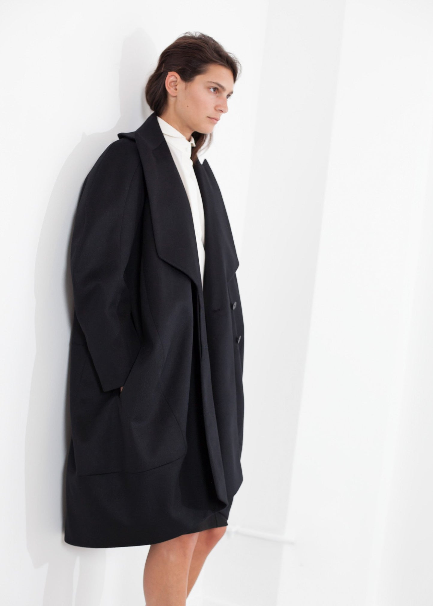 Shahmeena Cocoon Coat in Black Gianfranco Scotti