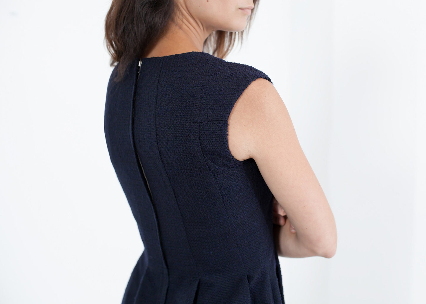 Pleated Rita Dress in Dark Navy Ter et Bantine