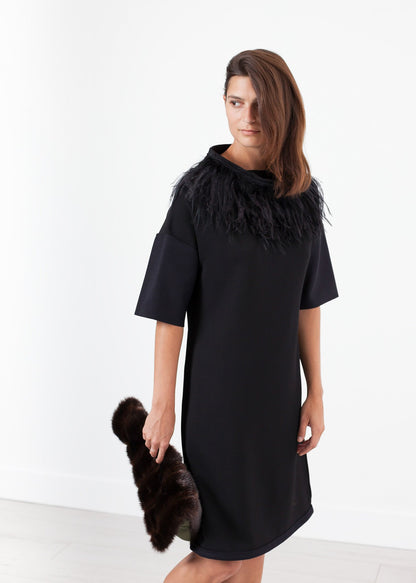 Ostrich Plume Dress in Black Ter et Bantine