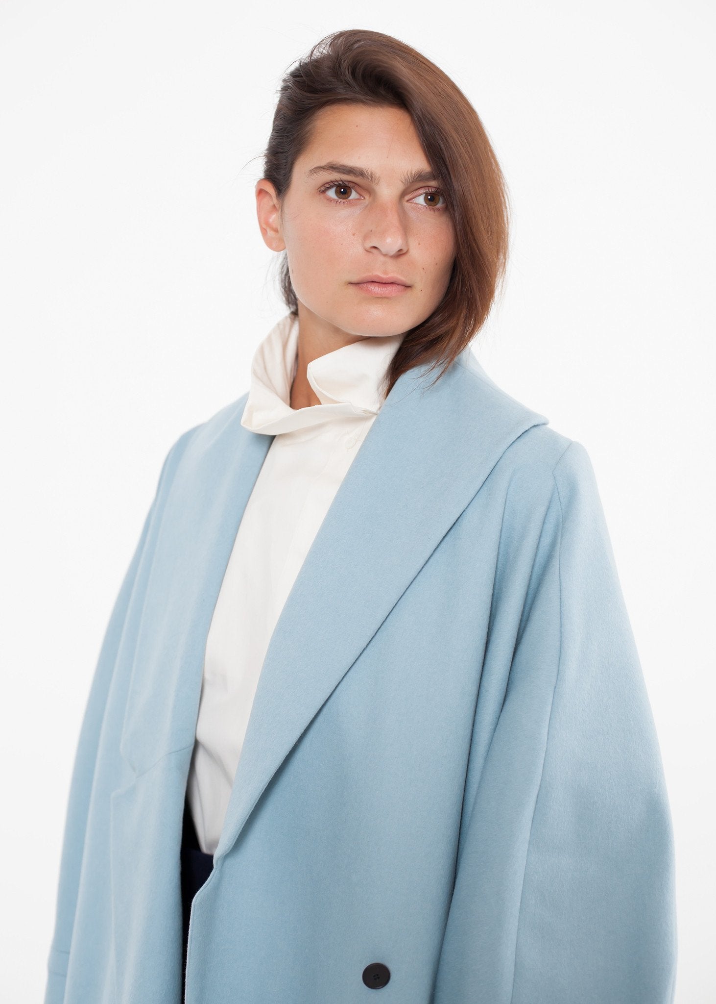 Full Collar Poplin Blouse in Off White Gianfranco Scotti