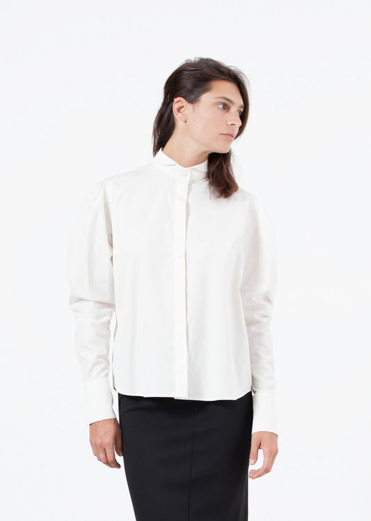 Trim Collar Poplin Blouse in Off White Gianfranco Scotti