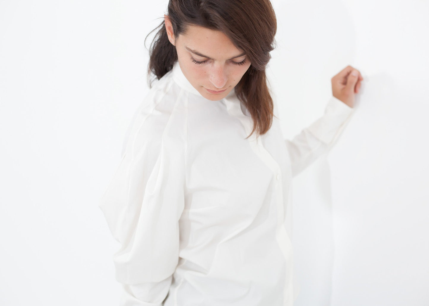 Trim Collar Poplin Blouse in Off White Gianfranco Scotti