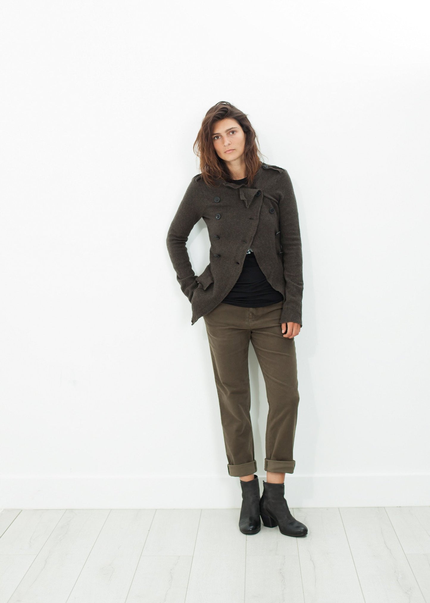 Sueded Cotton Pant in Khaki NICO