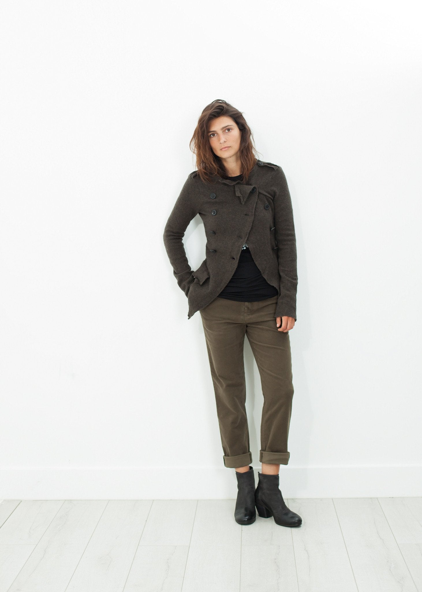 Sueded Cotton Pant in Khaki NICO