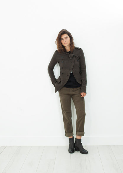 Sueded Cotton Pant in Khaki NICO