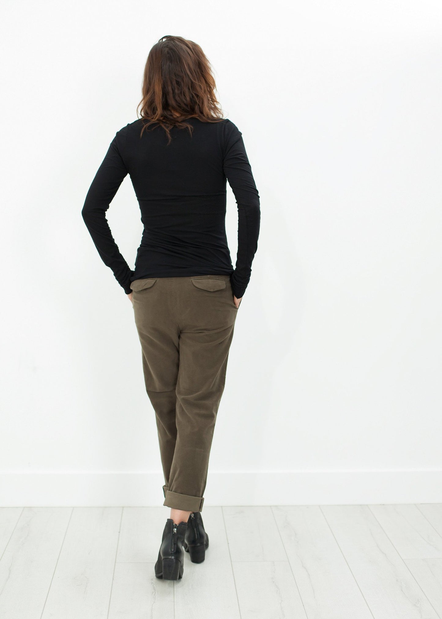 Sueded Cotton Pant in Khaki NICO
