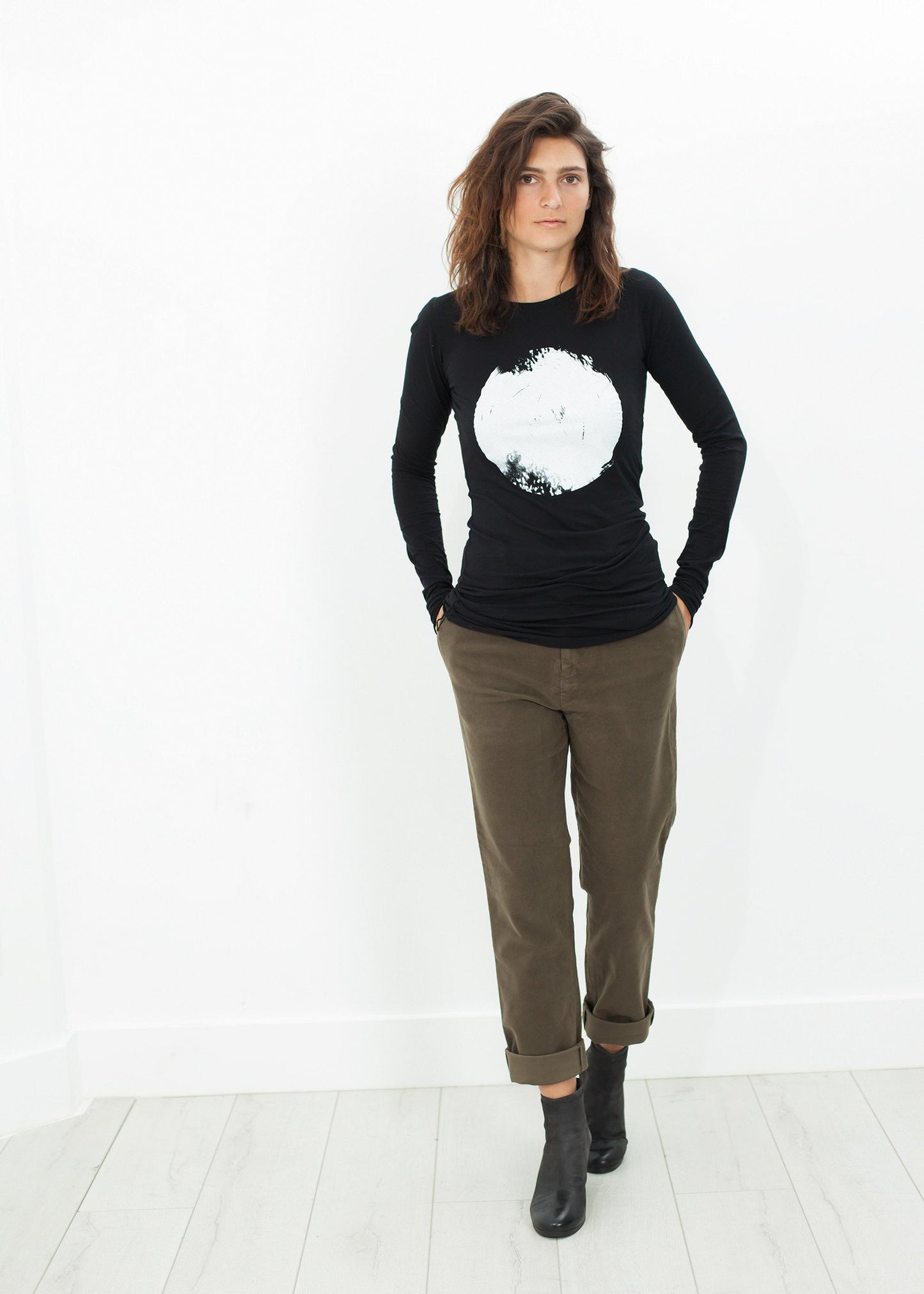 Sueded Cotton Pant in Khaki NICO