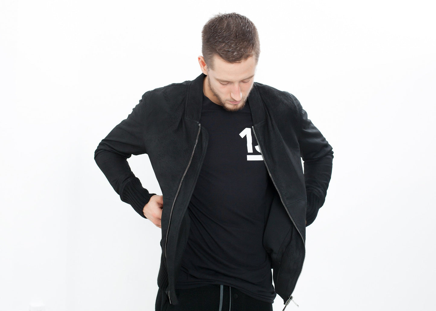 Broken Leather Bomber in Black Giorgio Brato