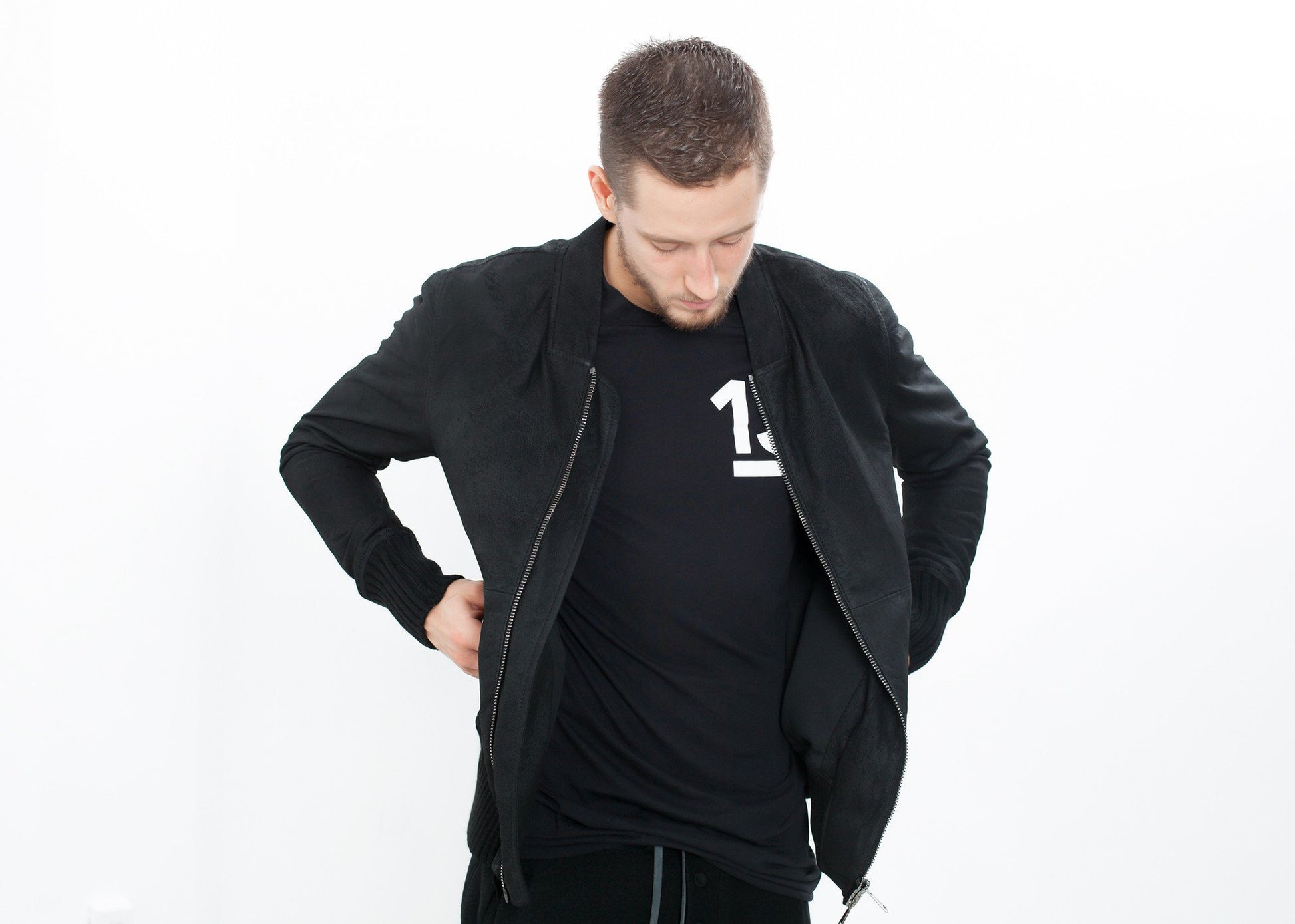 Broken Leather Bomber in Black Giorgio Brato