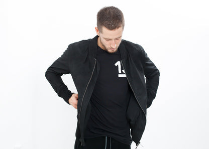 Broken Leather Bomber in Black Giorgio Brato