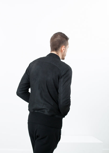 Broken Leather Bomber in Black Giorgio Brato