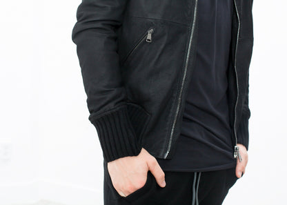 Broken Leather Bomber in Black Giorgio Brato