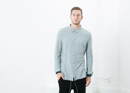 Kasuri Jersey Button-Up in Blue Grey V:Room