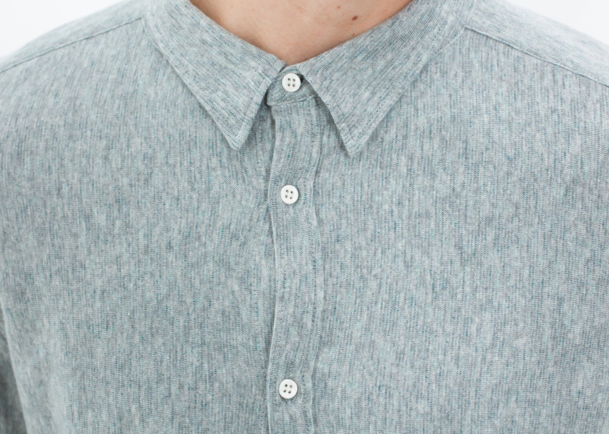 Kasuri Jersey Button-Up in Blue Grey V:Room