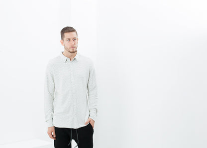Kasuri Jersey Button-Up in Ivory/Black V:Room