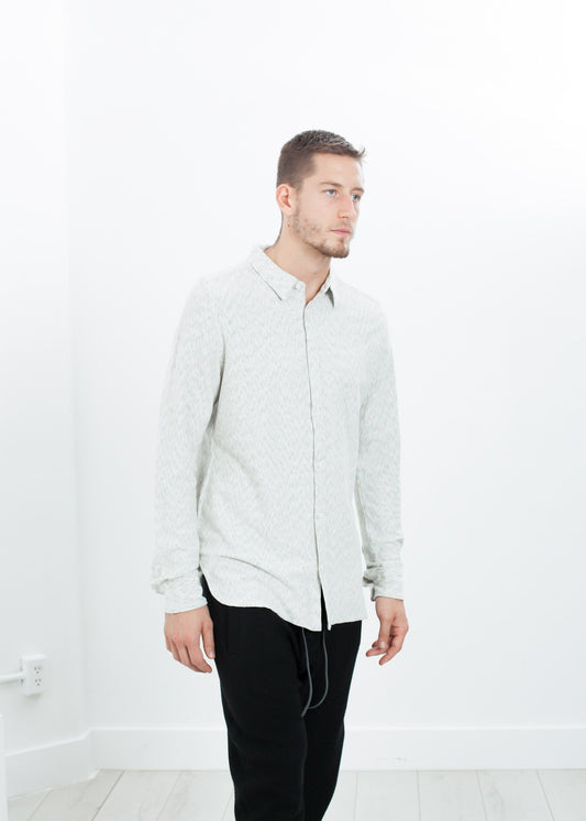 Kasuri Jersey Button-Up in Ivory/Black V:Room