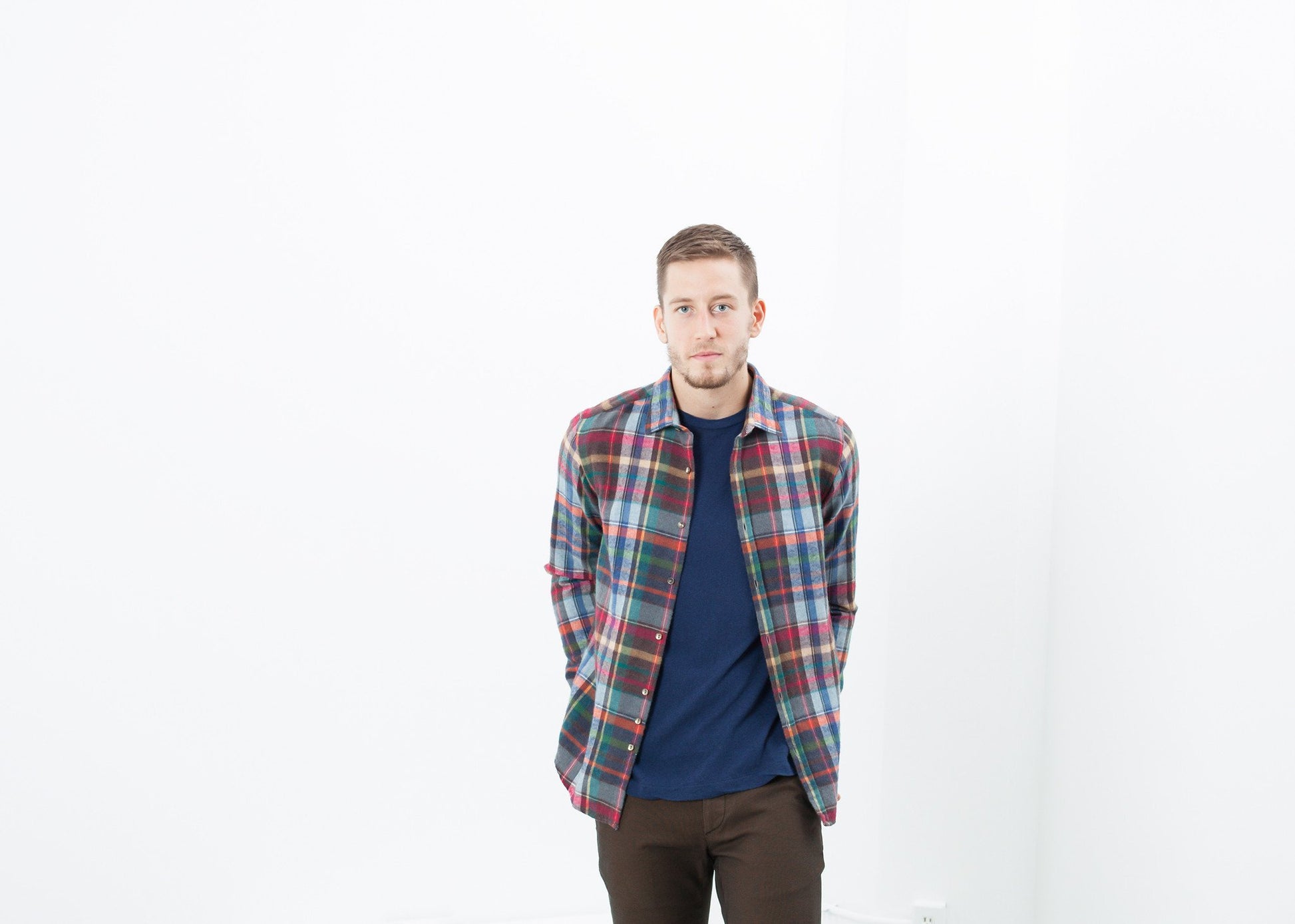 Riccardo Button-Up in Plaid Multi Aglini