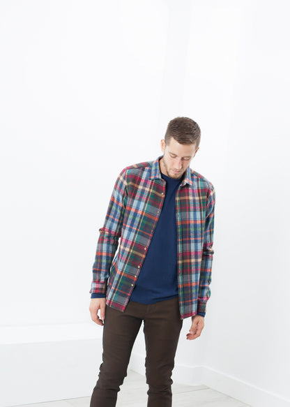 Riccardo Button-Up in Plaid Multi Aglini