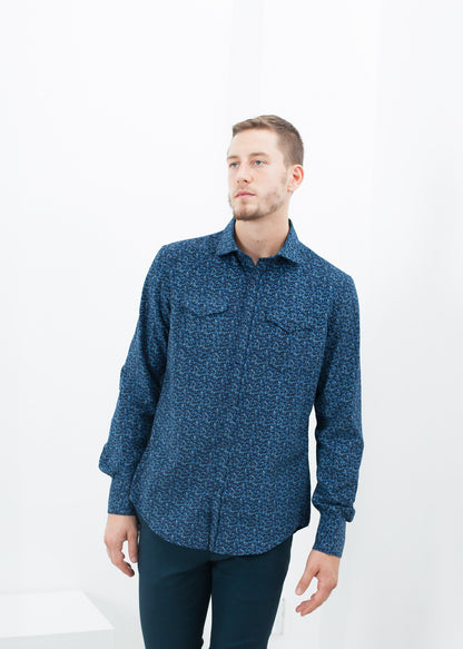 Western Arkansas Button-Up in Blue Floral Aglini