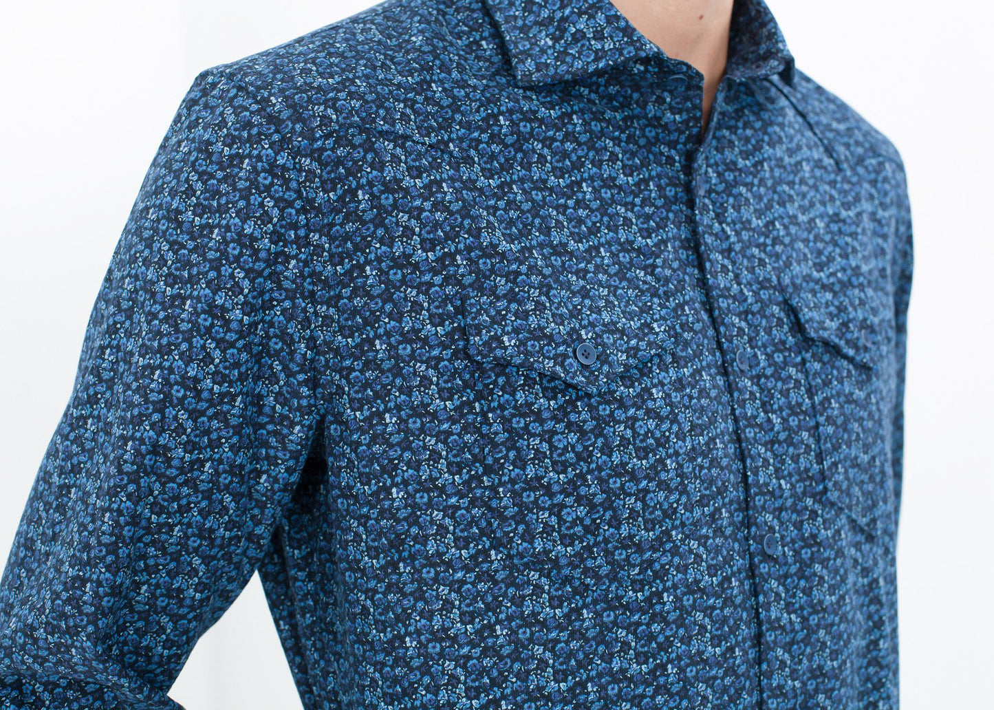 Western Arkansas Button-Up in Blue Floral Aglini