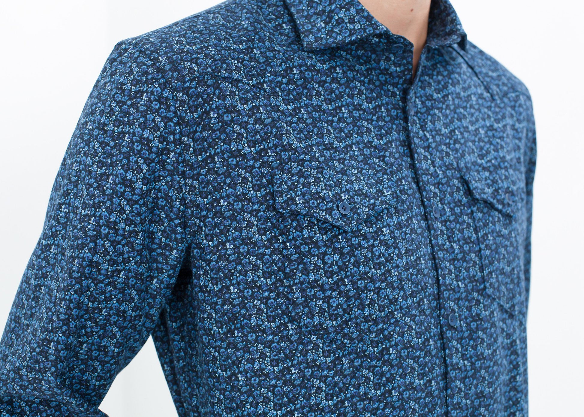 Western Arkansas Button-Up in Blue Floral Aglini