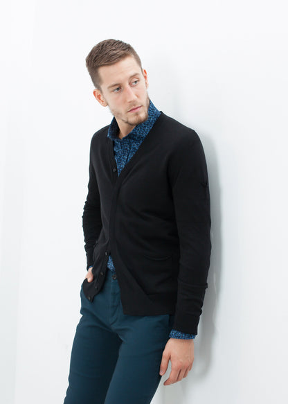 Hidden Placket Cardigan in Black Isabel Benenato