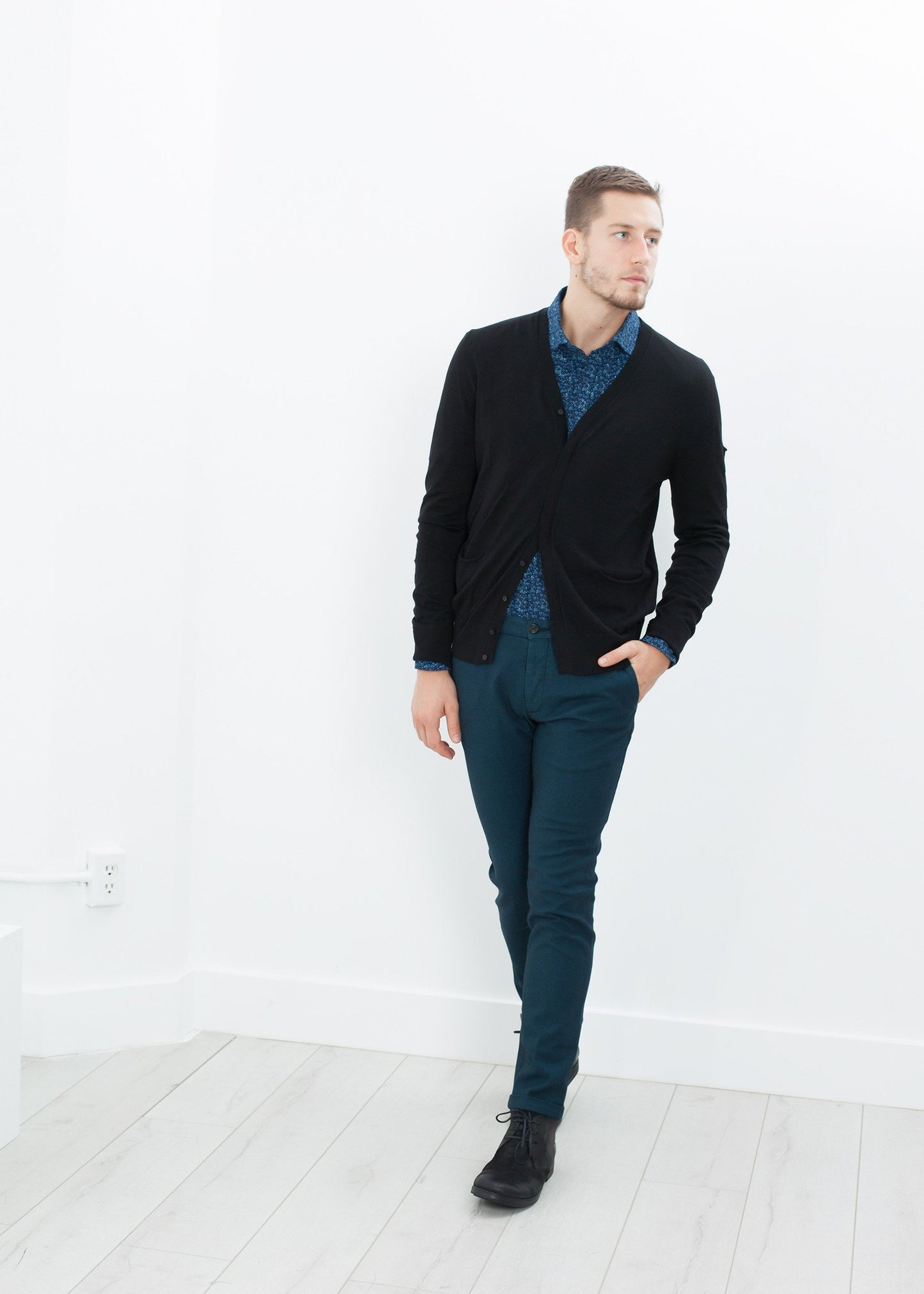 Hidden Placket Cardigan in Black Isabel Benenato