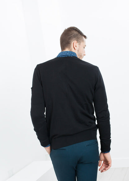 Hidden Placket Cardigan in Black Isabel Benenato