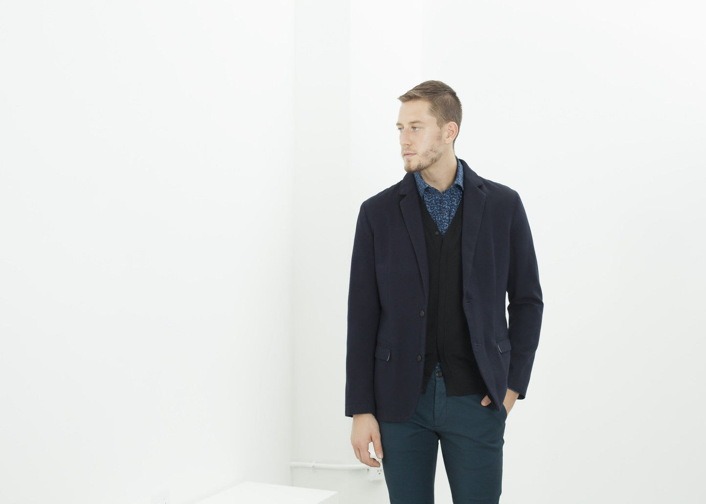 Diamond Weave Trouser in Sky Pence