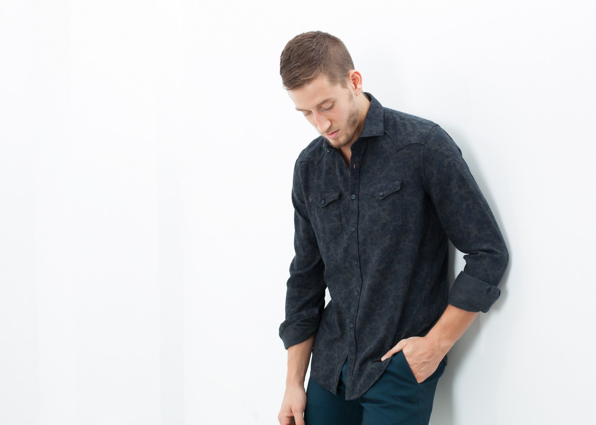 Western Arkansas Button-Up in Dark Hash Floral Aglini