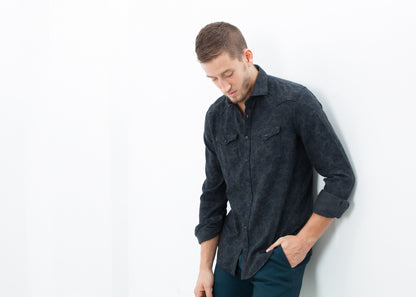 Western Arkansas Button-Up in Dark Hash Floral Aglini