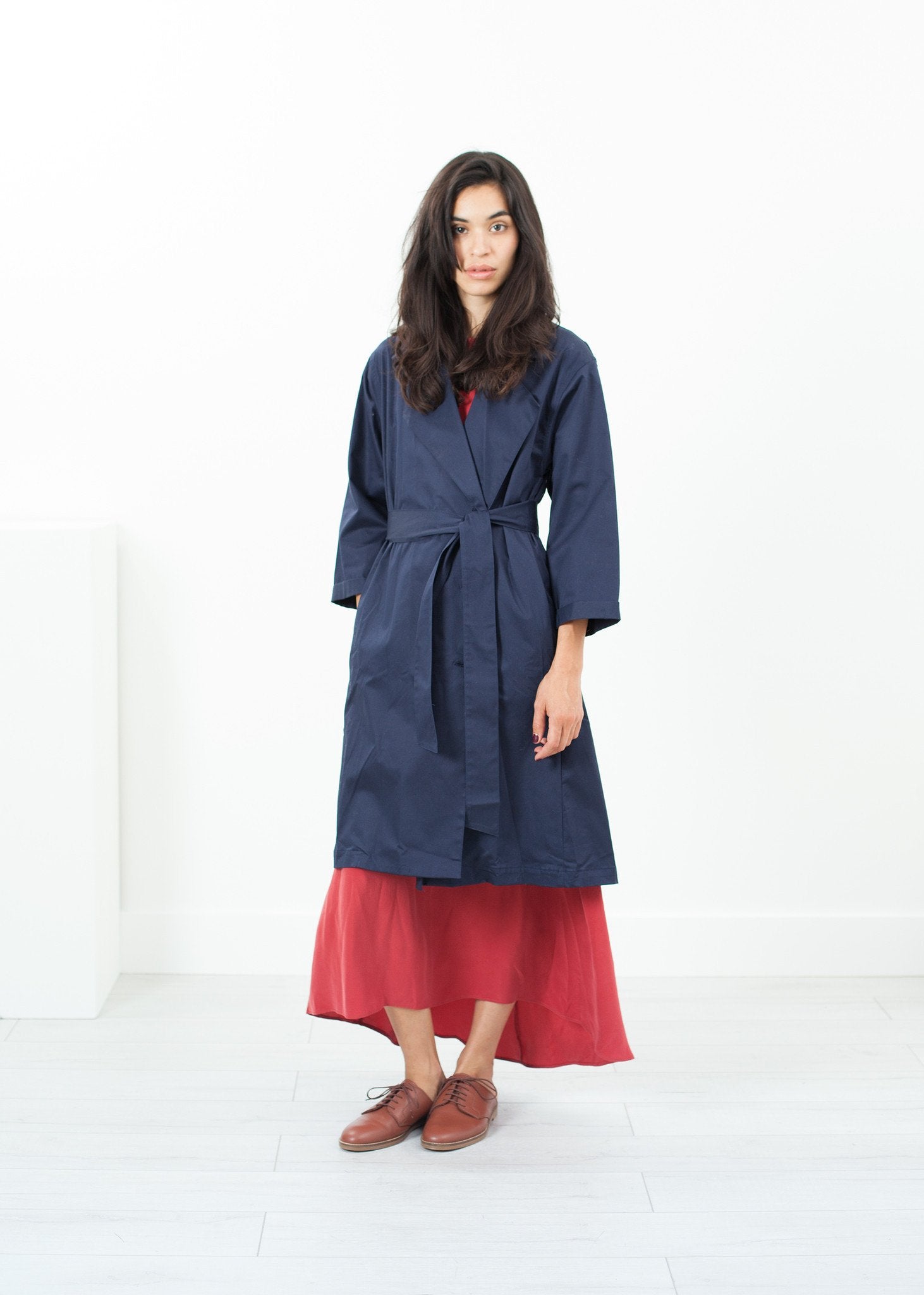 Sateen Trench in Navy Jesse Kamm