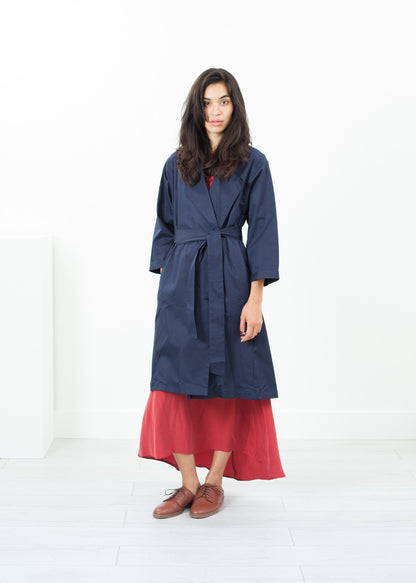 Sateen Trench in Navy Jesse Kamm