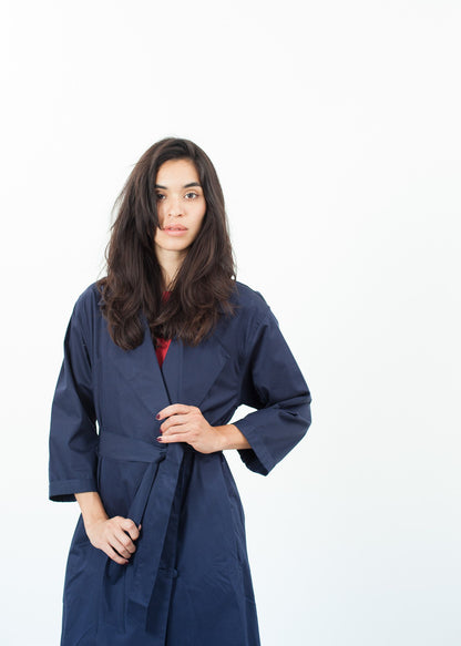 Sateen Trench in Navy Jesse Kamm