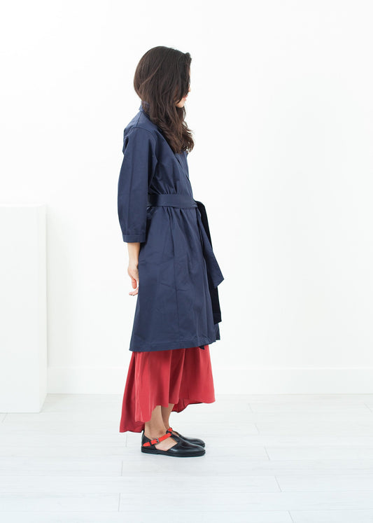 Sateen Trench in Navy Jesse Kamm