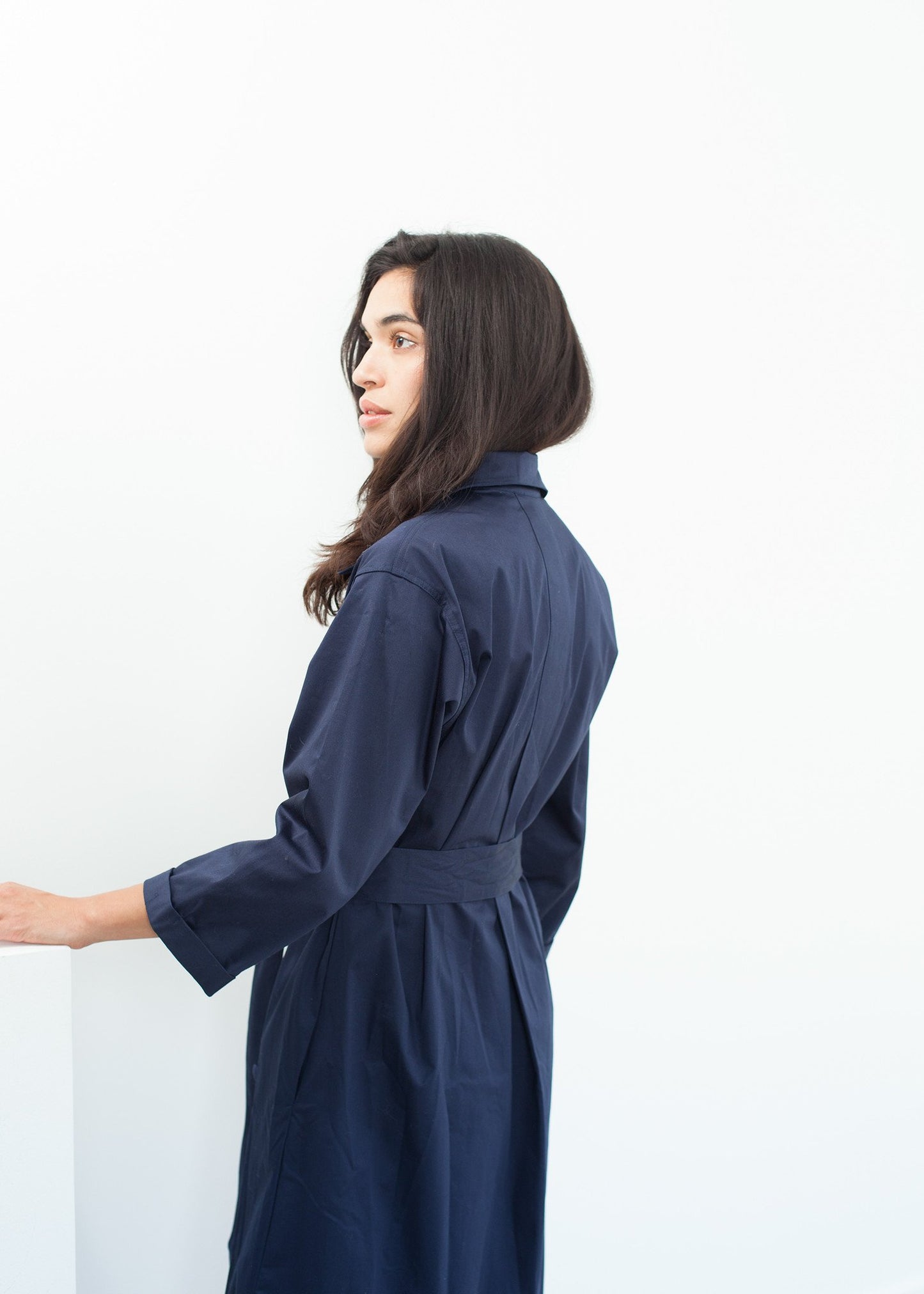 Sateen Trench in Navy Jesse Kamm