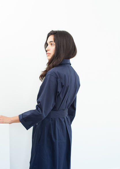 Sateen Trench in Navy Jesse Kamm