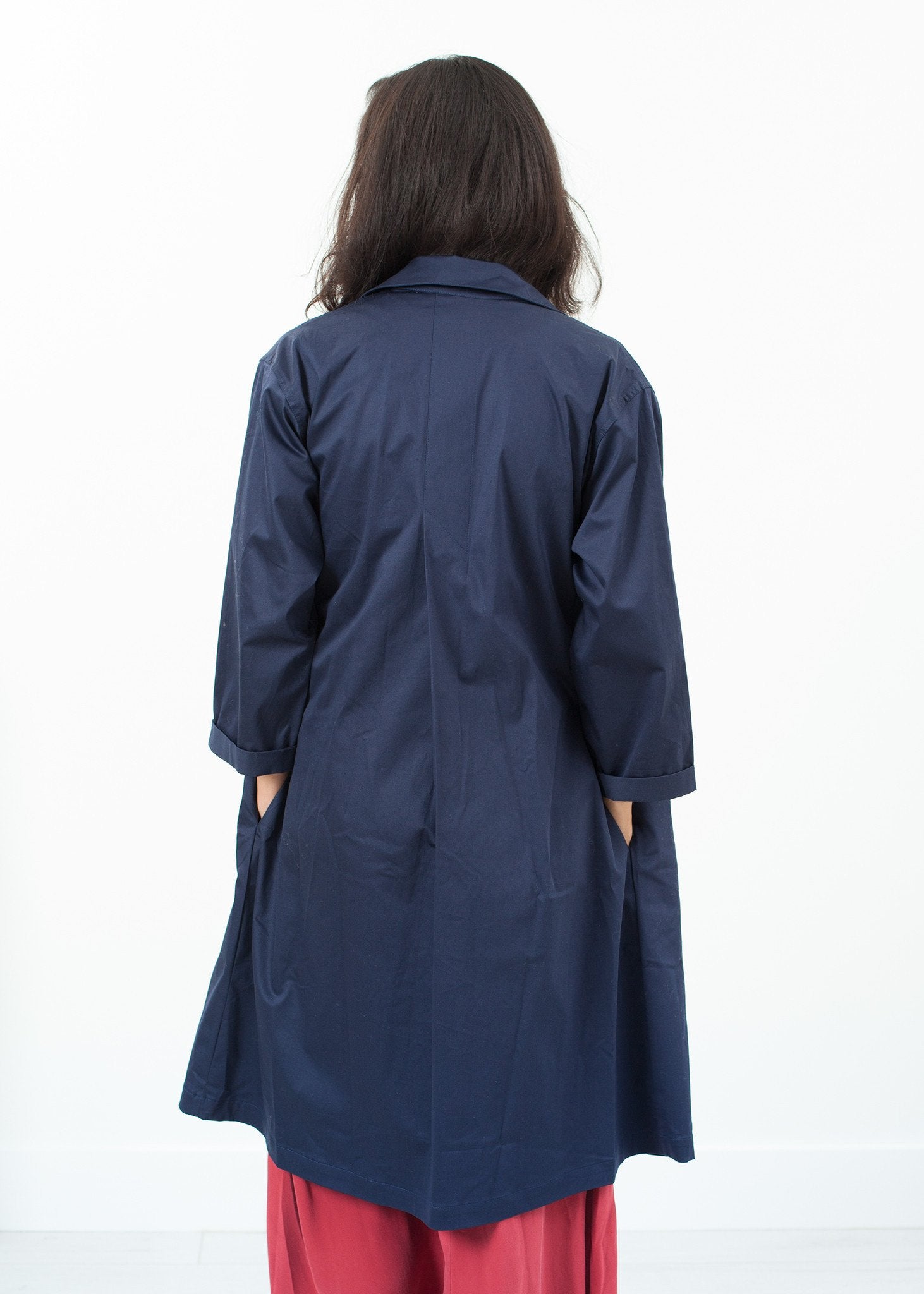 Sateen Trench in Navy Jesse Kamm