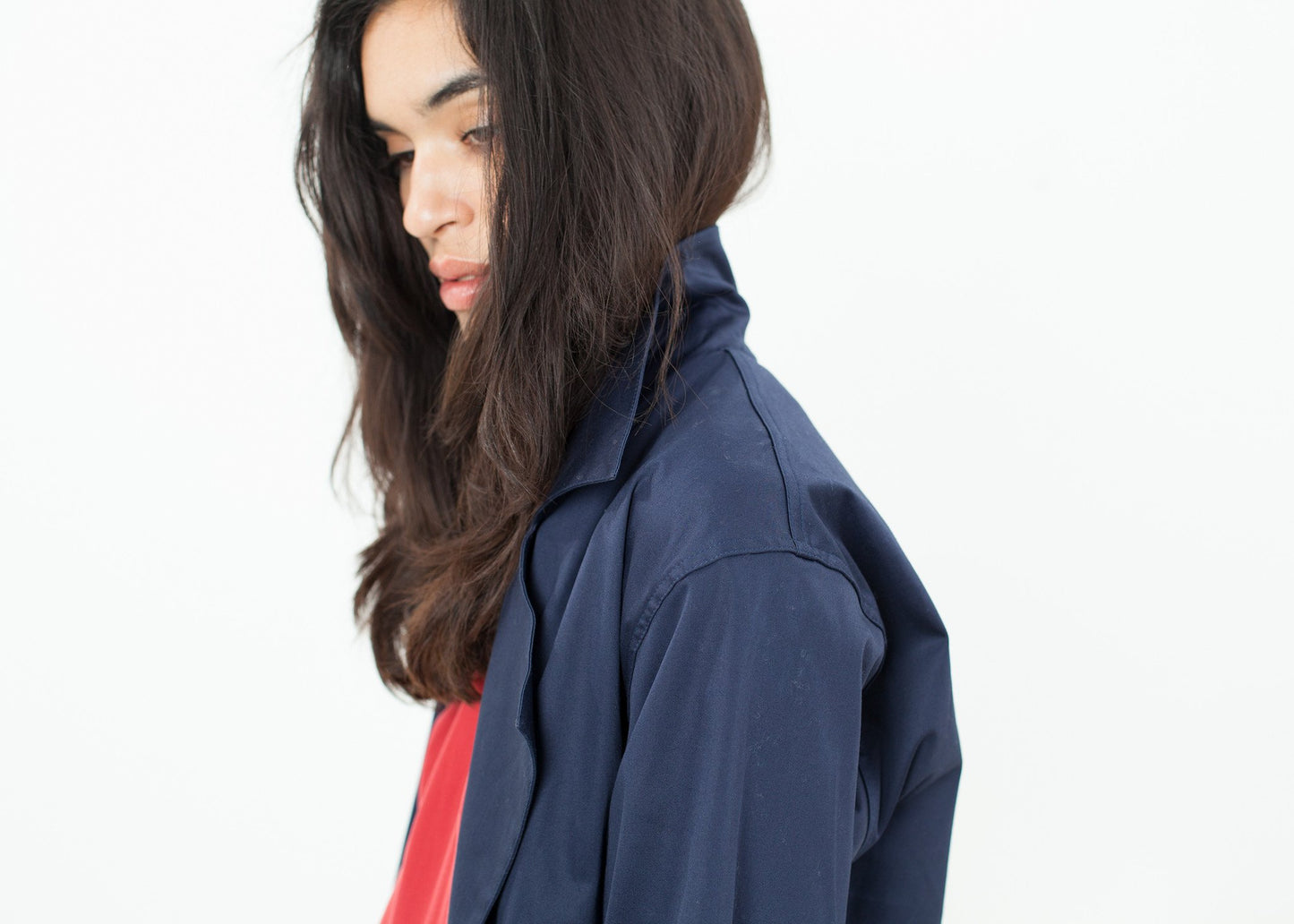 Sateen Trench in Navy Jesse Kamm