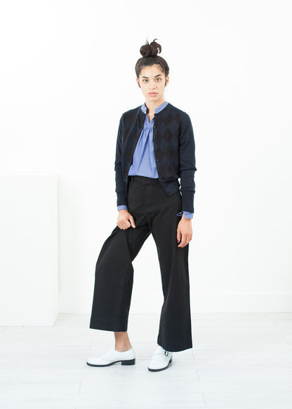 Quilt Pattern Cardigan in Black/Navy Yoshi Kondo