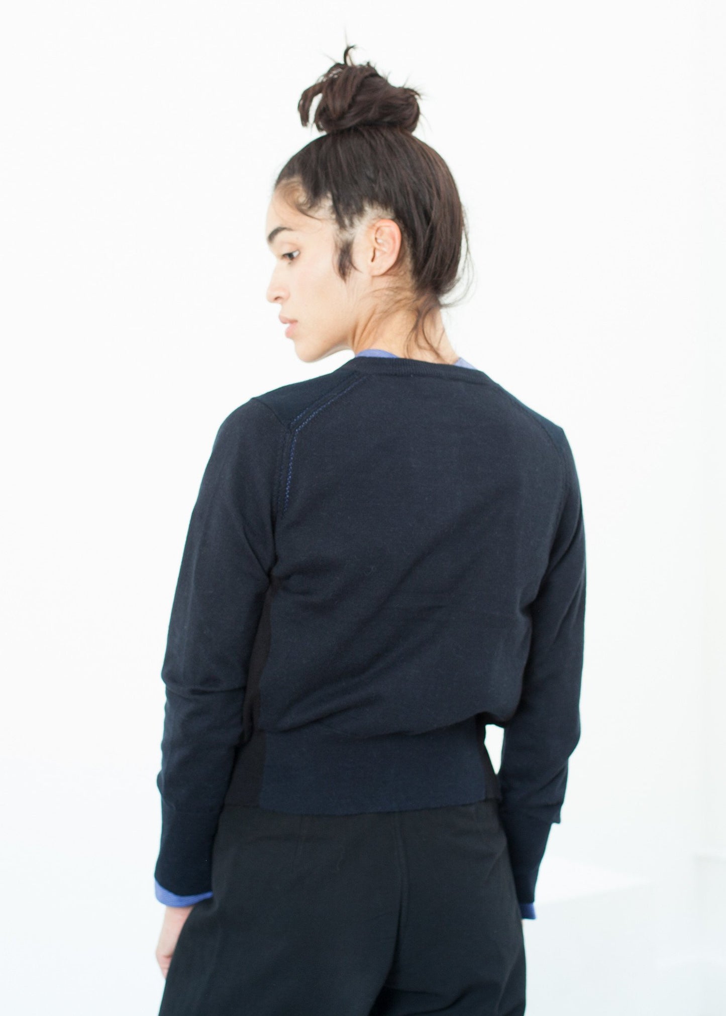 Quilt Pattern Cardigan in Black/Navy Yoshi Kondo