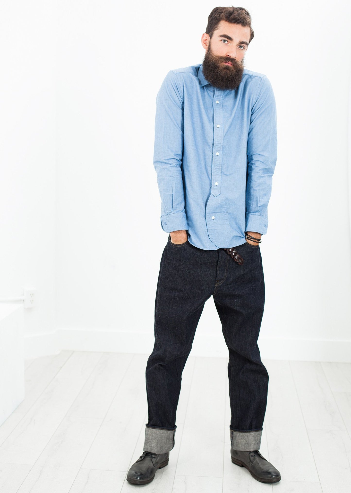 British Officer's Shirt in Sky Blue Nigel Cabourn