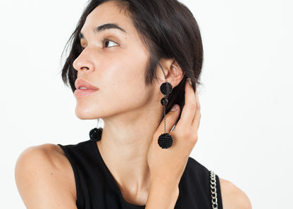 Drop Cluster Earring in Black Maria Calderara