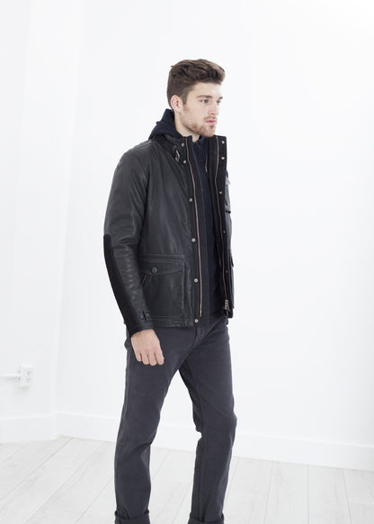 Prince Leather Field Jacket in Meteor Handstich