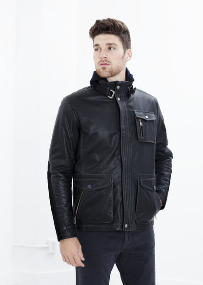 Prince Leather Field Jacket in Meteor Handstich