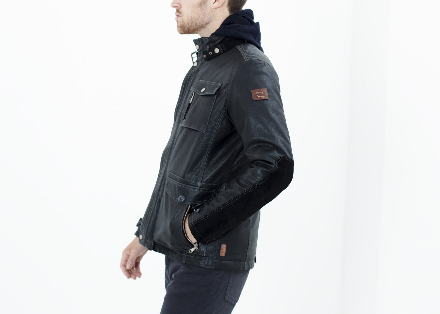 Prince Leather Field Jacket in Meteor Handstich