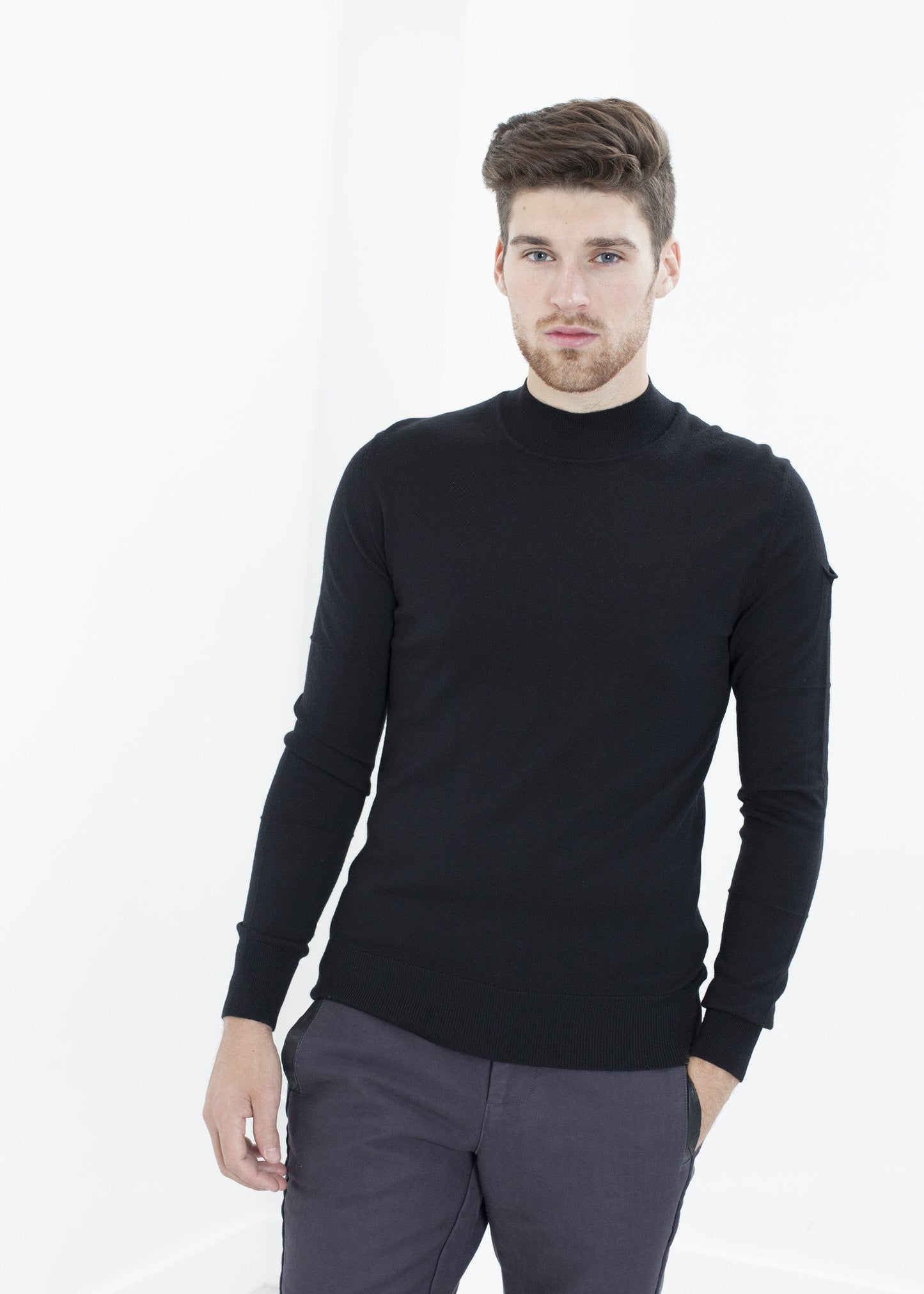 Merino Knit Turtleneck in Black Isabel Benenato