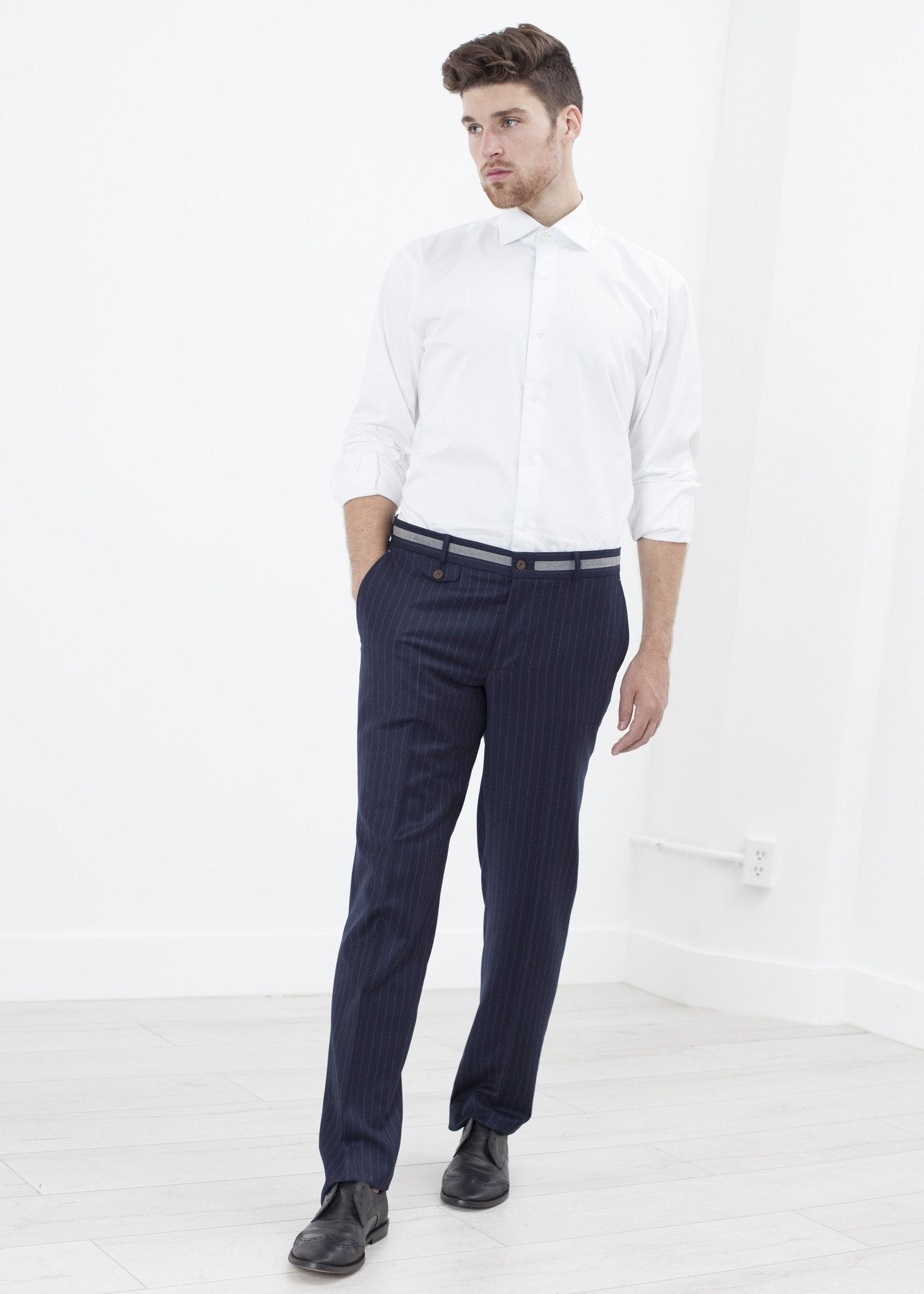 Sinclair Trouser in Navy Stripe Circle of Gentlemen